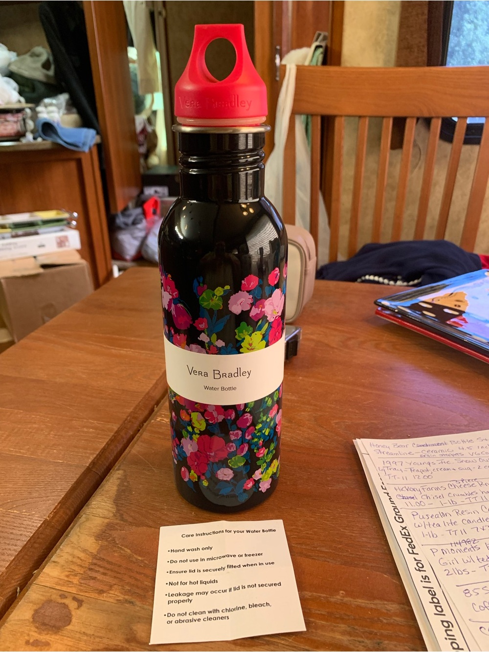 Vera Bradley Stainless Reusable Water Bottle Hilo Meadow pattern